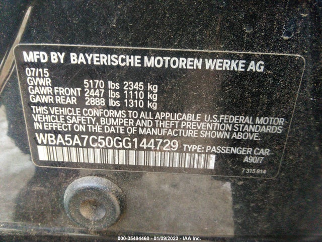 BMW 5 Series 528i Xdrive 2016 WBA5A7C50GG144729 Image 9