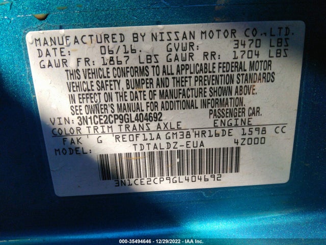 Nissan Versa Note Sv 2016 3N1CE2CP9GL404692 Image 10
