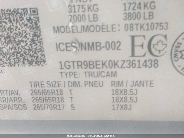 GMC Sierra 1500 Sle 2019 1GTR9BEK0KZ361438 Image 9
