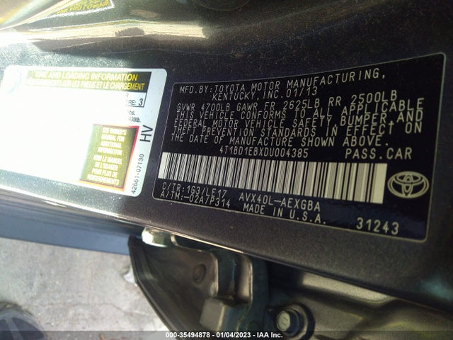 2013 TOYOTA AVALON HYBRID XLE PREMIUM VIN: 4T1BD1EBXDU004385