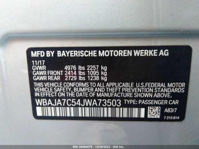 WBAJA7C54JWA73503 BMW 5 Series 530i Xdrive