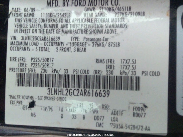 Lincoln MKZ 2010 3LNHL2GC2AR616639 Image 10
