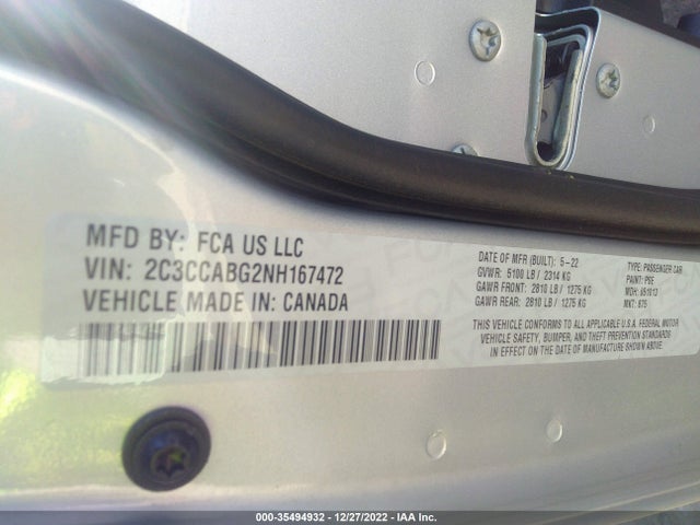 2022 Chrysler 300, VIN: 2C3CCABG2NH167472