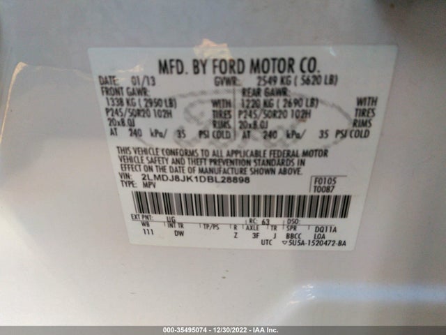 Lincoln MKX 2013 2LMDJ8JK1DBL28898 Image 9