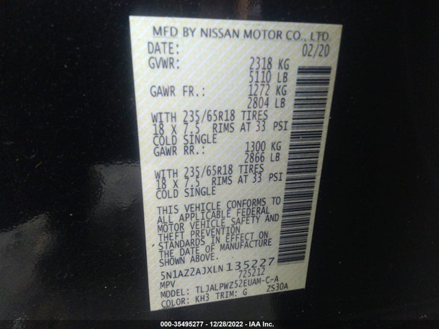 2020 Nissan Murano, VIN: 5N1AZ2AJXLN135227