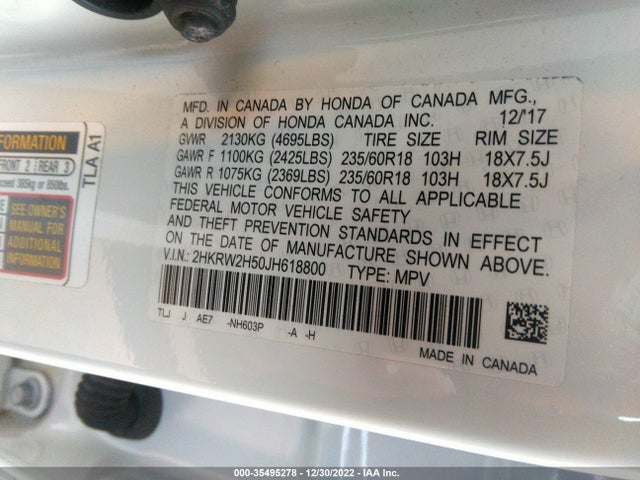 Honda CR-V EX 2018 2HKRW2H50JH618800 Image 9