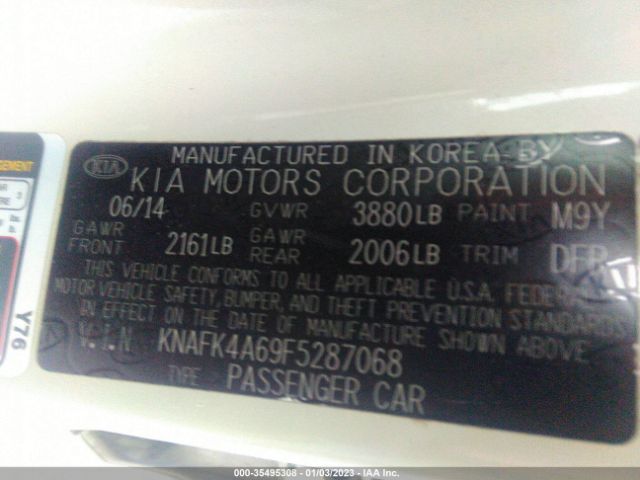 KNAFK4A69F5287068 KIA FORTE LX