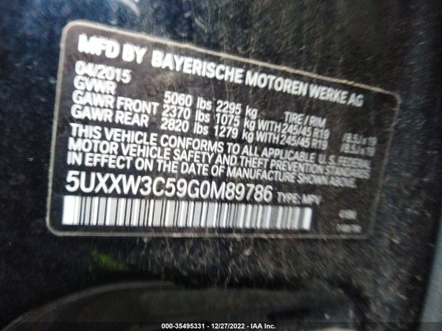 2016 BMW X4, VIN: 5UXXW3C59G0M89786