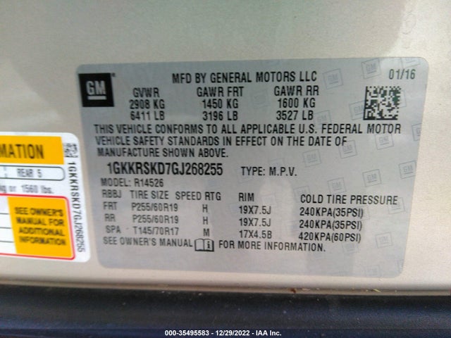 GMC ACADIA SLT 2016 1GKKRSKD7GJ268255 Image 9
