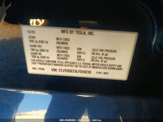 Tesla Model Y Long Range 2020 5YJYGDEE9LF059239 Image 10