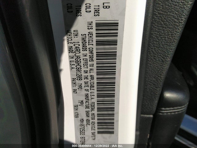 2017 Dodge Durango, VIN: 1C4RDJAG6HC601209