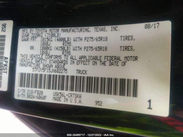 5TFUY5F15JX682275 Toyota Tundra 4wd Sr/sr5/limited