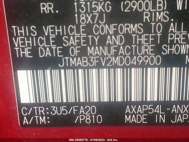 2021 Toyota RAV4, VIN: JTMAB3FV2MD049900