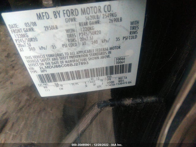 Lincoln MKX 2008 2LMDU88C08BJ27893 Image 10