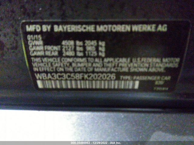 2015 BMW 3 Series, VIN: WBA3C3C58FK202026