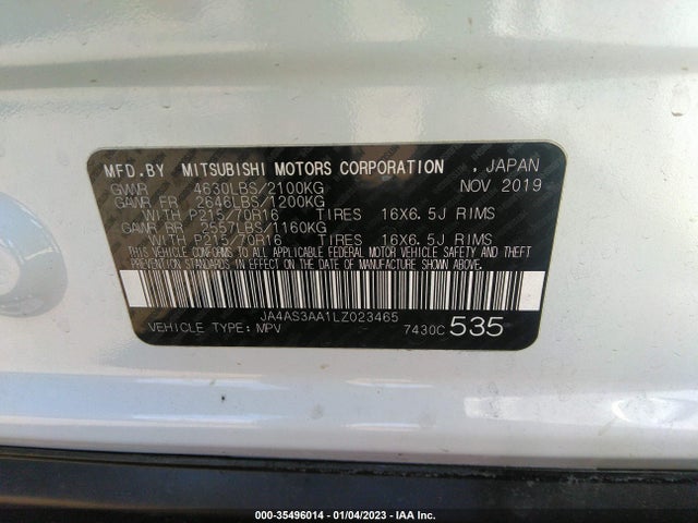 2020 Mitsubishi Eclipse, VIN: JA4AS3AA1LZ023465