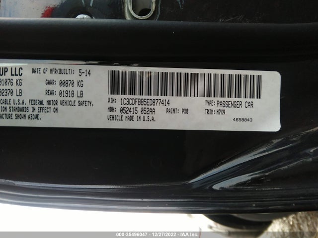 2014 DODGE DART SXT VIN: 1C3CDFBB5ED877414