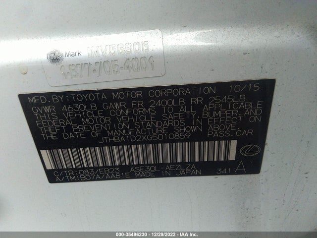 JTHBA1D2XG5010859 Lexus IS 200T