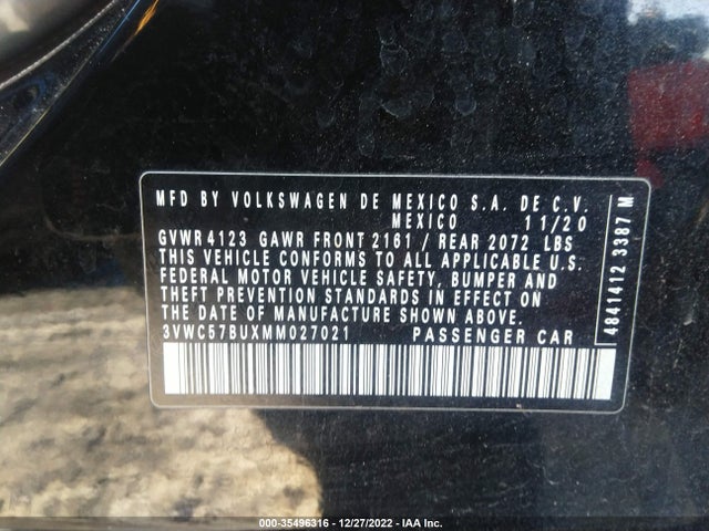 3VWC57BUXMM027021 Volkswagen Jetta S/se/r-line