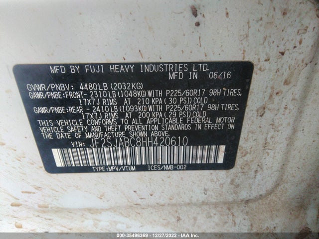 2017 Subaru Forester, VIN: JF2SJABC8HH420610
