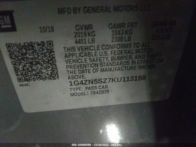 2019 Buick LaCrosse, VIN: 1G4ZN5SZ7KU113159