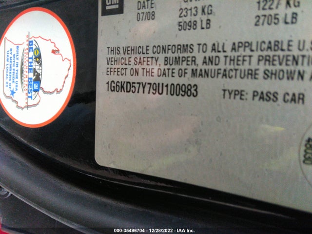 1G6KD57Y79U100983 Cadillac Dts W/1sd