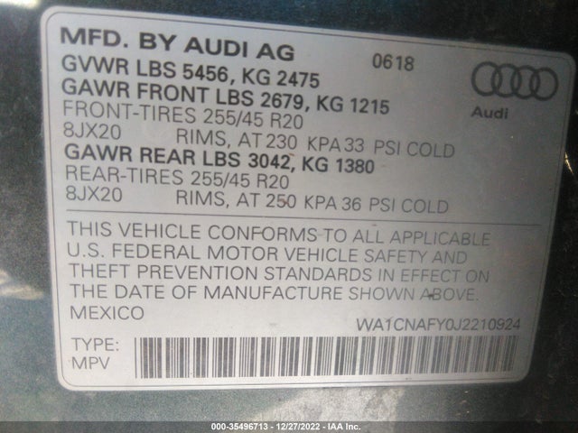WA1CNAFY0J2210924 Audi Q5 Prestige/tech Prestige