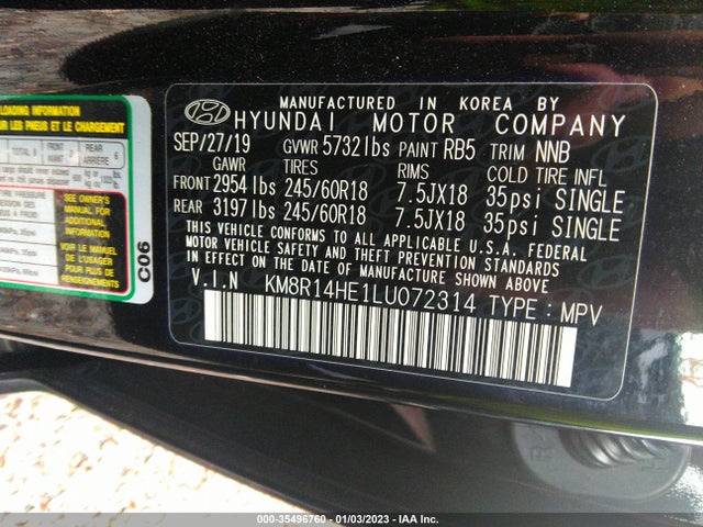 2020 Hyundai Palisade, VIN: KM8R14HE1LU072314
