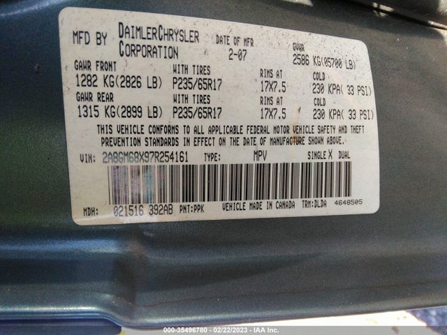 Chrysler Pacifica Touring 2007 2A8GM68X97R254161 Image 10