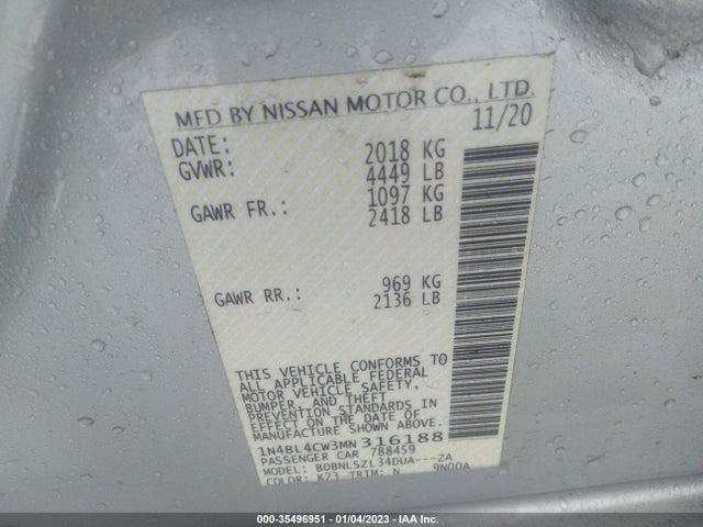 Nissan Altima 2.5 Sr 2021 1N4BL4CW3MN316188 Image 9