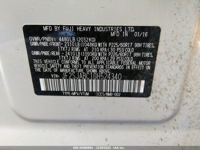 Subaru Forester 2.5i 2016 JF2SJABC1GH524340 Image 10