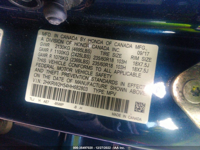 Honda CR-V EX 2017 2HKRW2H54HH682803 Image 9