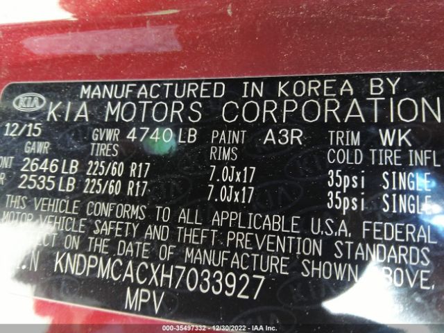 KNDPMCACXH7033927 KIA Sportage Lx