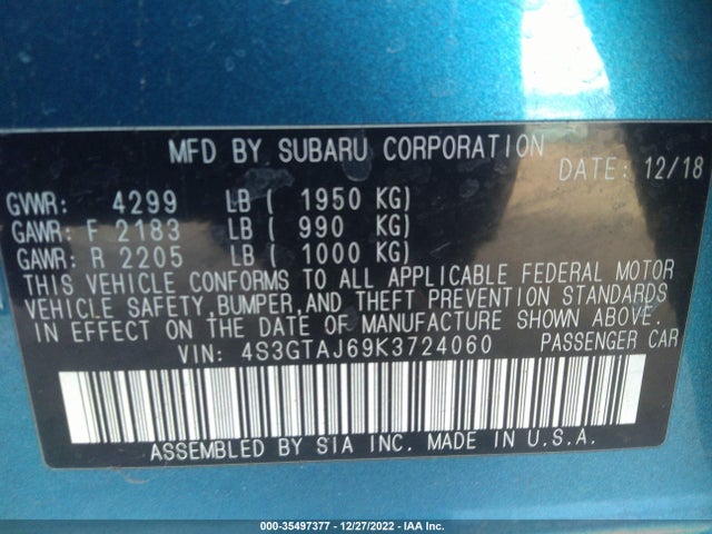4S3GTAJ69K3724060 Subaru Impreza Sport