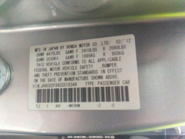 2012 ACURA TSX SPECIAL EDITION VIN: JH4CU2F84CC018349