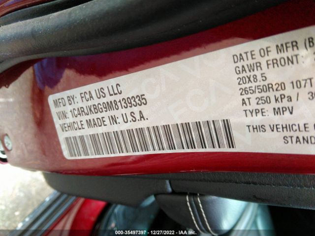 1C4RJKBG9M8139335 Jeep Grand Cherokee L Limited