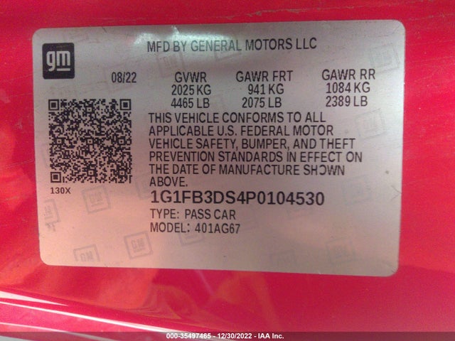 2023 Chevrolet Camaro, VIN: 1G1FB3DS4P0104530