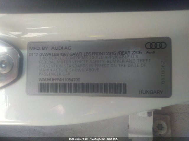 2017 Audi A3, VIN: WAUHUHFF4H1054700