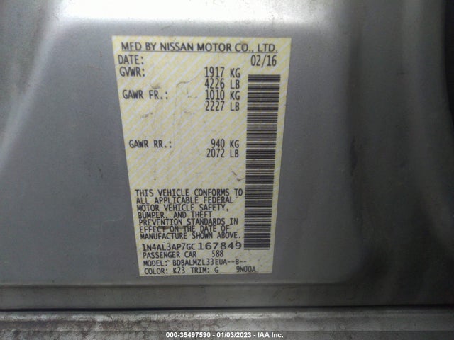 Nissan Altima 2016 1N4AL3AP7GC167849 Image 14