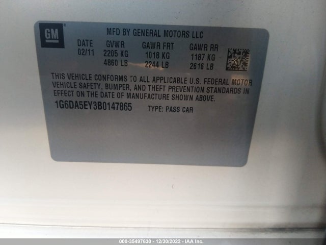 Cadillac CTS SEDAN 2011 1G6DA5EY3B0147865 Image 10
