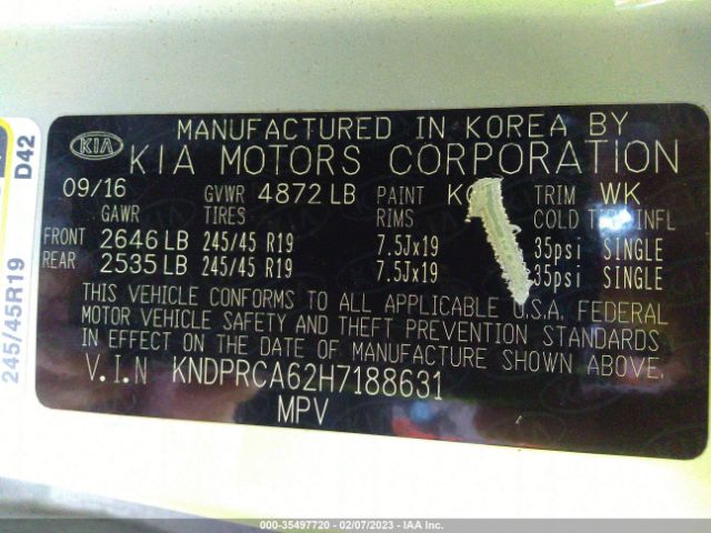 KNDPRCA62H7188631 KIA Sportage