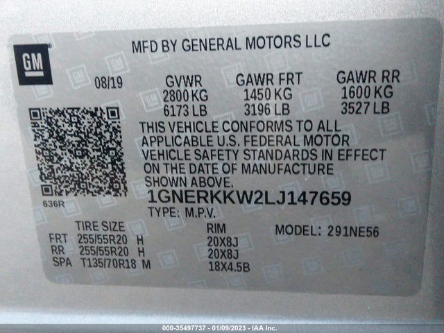 Chevrolet Traverse Premier 2020 1GNERKKW2LJ147659 Image 10