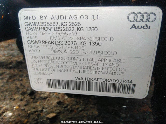 WA1DKAFP0BA097844 Audi Q5 3.2l Premium Plus