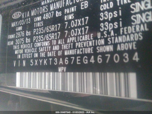 5XYKT3A67EG467034 KIA SORENTO LX