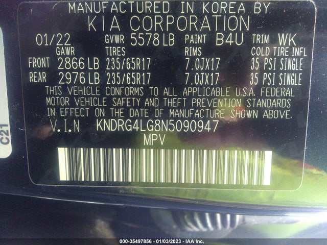 2022 Kia Sorento, VIN: KNDRG4LG8N5090947