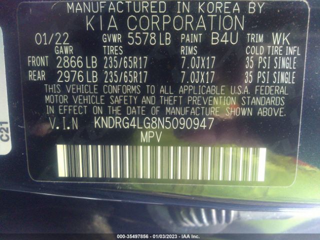 KNDRG4LG8N5090947 KIA Sorento Hybrid S