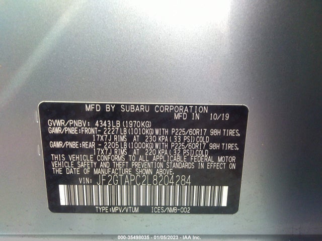 2020 Subaru Crosstrek, VIN: JF2GTAPC2L8204284