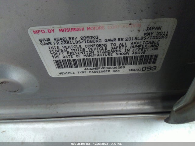 JA32W5FV0BU036269 Mitsubishi Lancer Evolution Mr