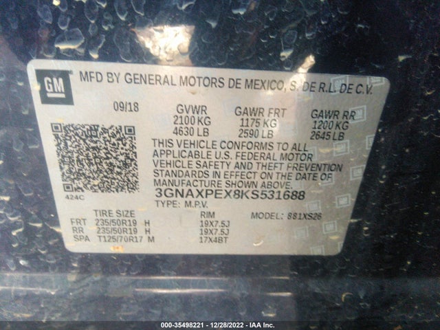 Chevrolet Equinox Premier 2019 3GNAXPEX8KS531688 Image 9