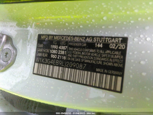 Aukcja sprzedaży 2020 Mercedes-benz A-class A 220, vin: W1K3G4EB9LJ209087, numer aukcji: 35498232